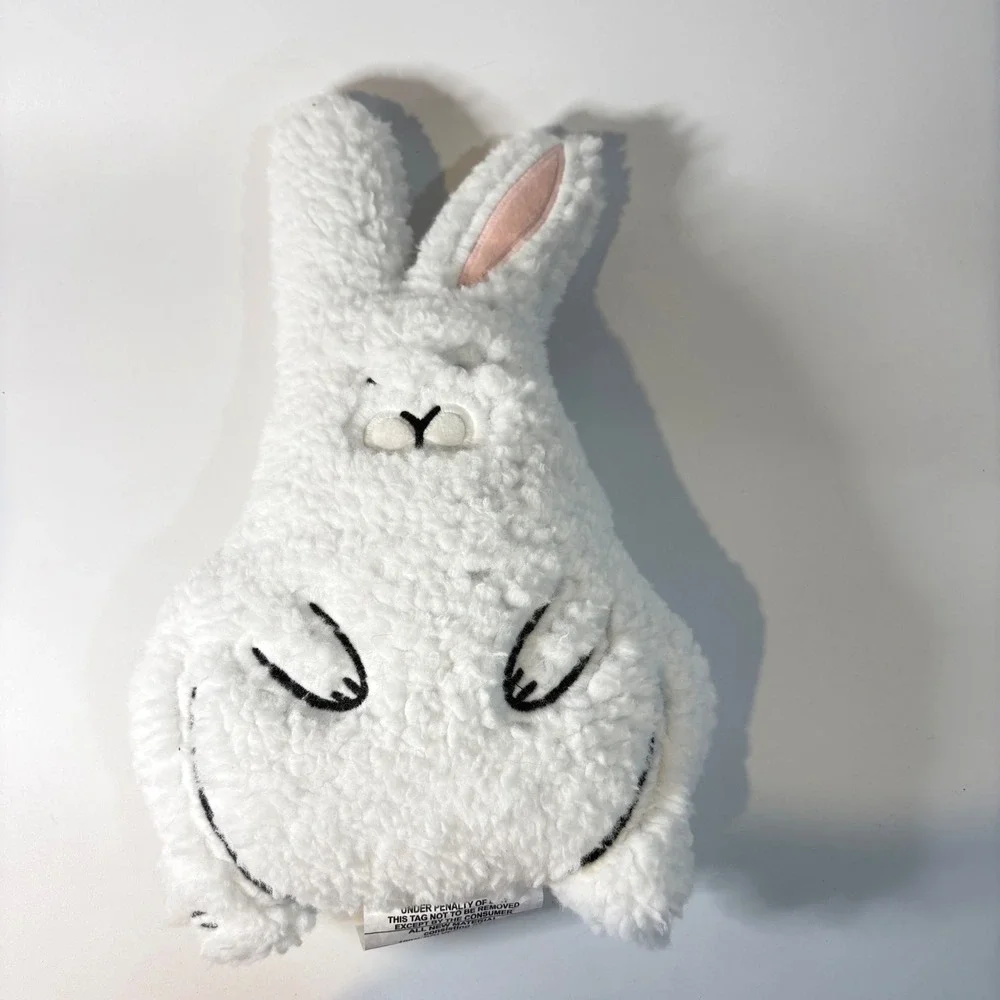 White Sherpa Bunny Rabbit Decorative Throw Pillow Plush Accent 15 Inch